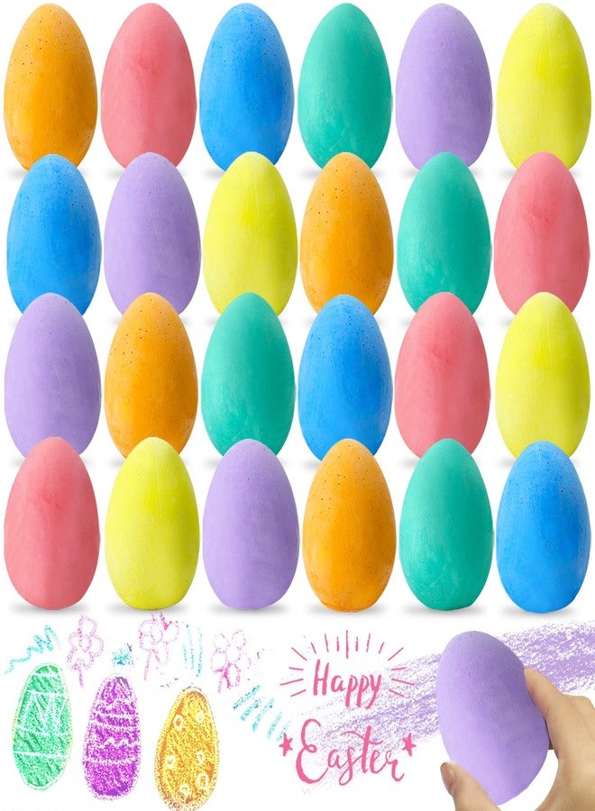 AMENON 24 Pack Easter Sidewalk Chalk Large Size 6 Colors Easter Basket Stuffers Colorful Egg Chalk Outdoor Toddler Kids Easter Hunt Classroom School Chalkboard Playground Drawing Easter Party Favor - Image 1
